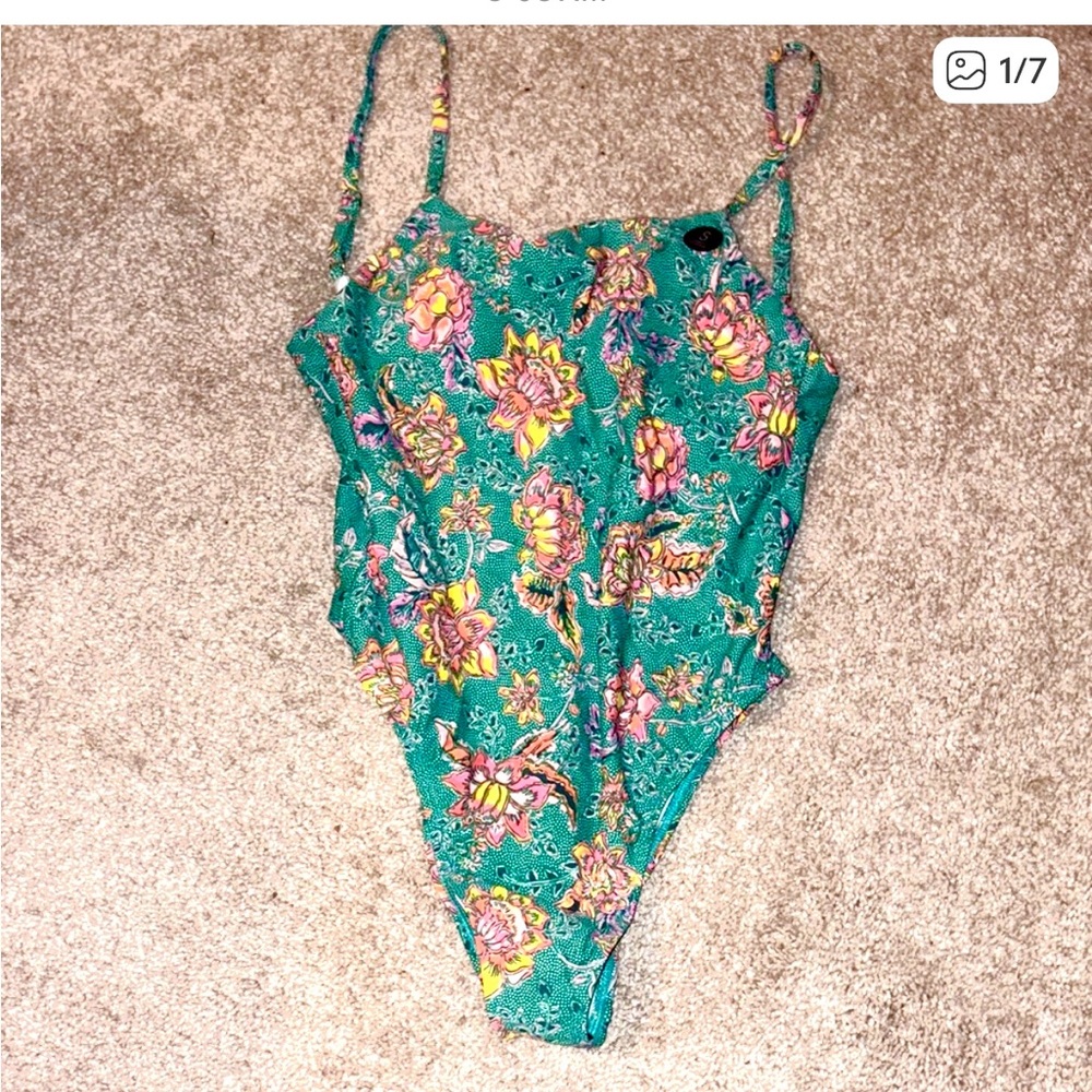 Cotton On Floral One Piece Swimsuit - Green and Pink